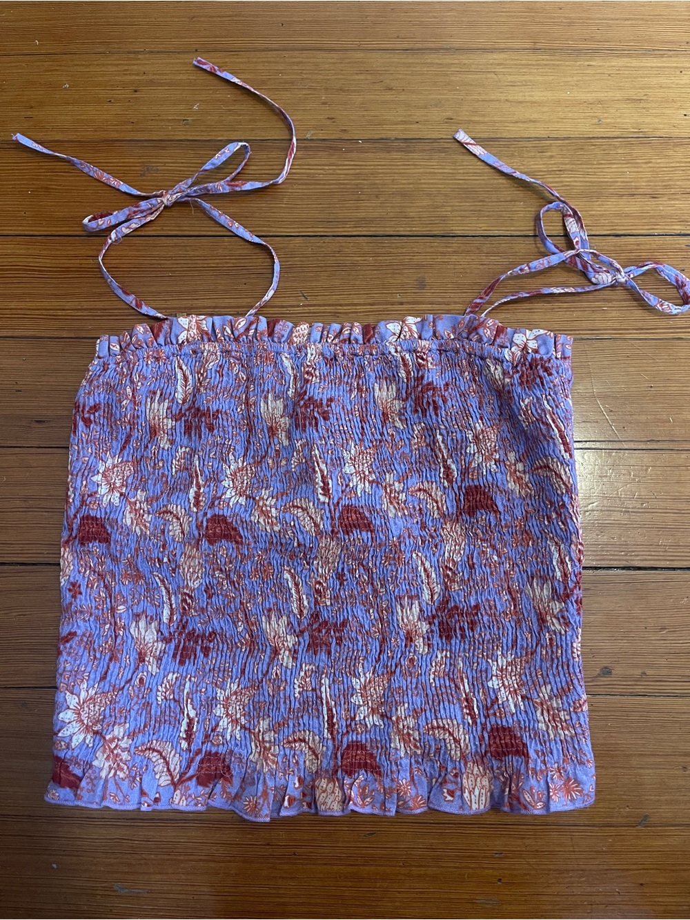 Anthropologie, Conditions Apply, Lavender Floral Smocked Crop Top